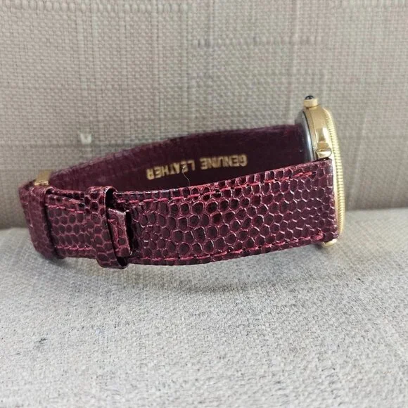 Vintage Disney Lorus Wristwatch Burgundy Tone Genuine Leather Strap Watch - Picture 5 of 12